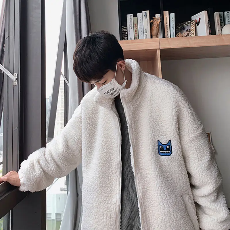 

Lambs wool oversized zipper hoodie cardigan women winter couples wear plus velvet thick lamb coat fleece women's sweatshirt