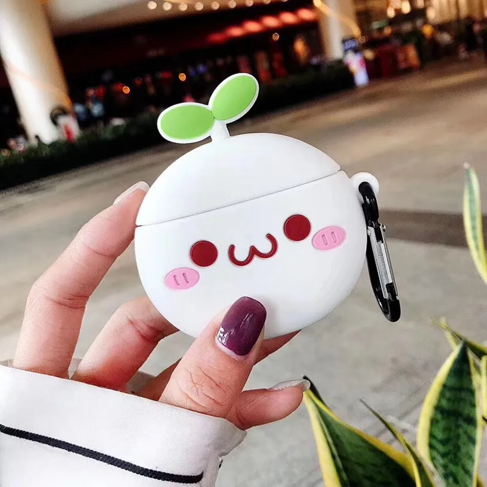 Для AirPods 2 Чехол, силиконовый, милый, 3D, вишневый, мороженое, чехол для наушников, для Airpods, крышка для наушников, кольцо для ключей, ремешок для Air pods