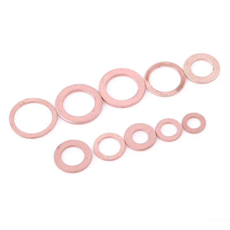 200pcs/box Copper Washers Flat Ring Sump Plug Oil Seal Assorted Set Professional Kit Gasket | Инструменты