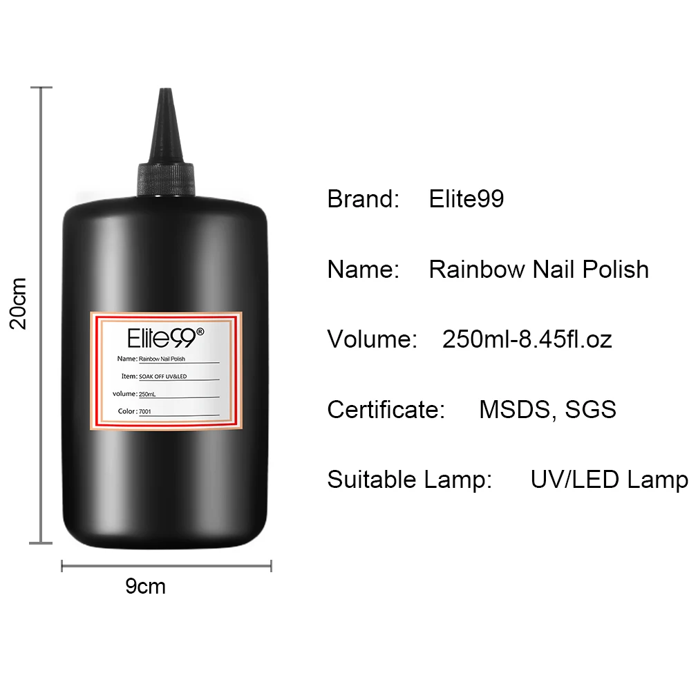 Радужный лак для ногтей Elite99 сушит на воздухе без протирания верхнее покрытие