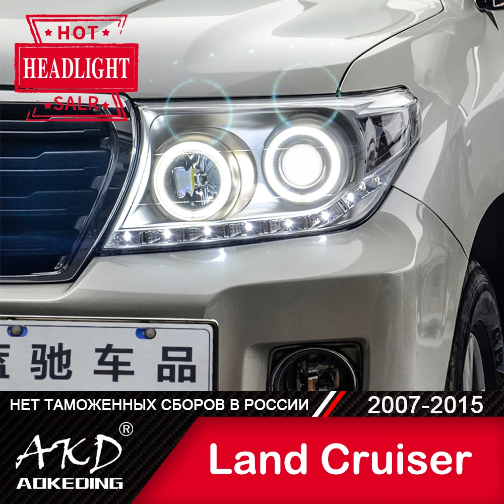 

For Car Toyota Land Cruiser 2007-2015 Head Lamp Car Accessory Fog Lights Day Run Light DRL H7 LED Bi Xenon Bulb LC200 Headlights