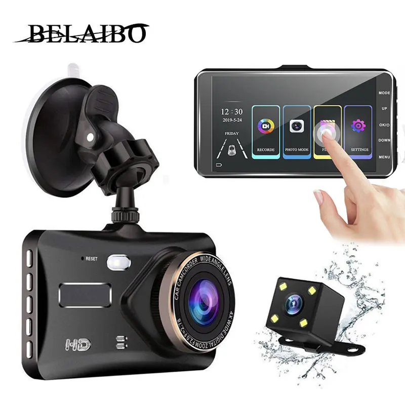 Автомобильный видеорегистратор 4 0 дюйма 2 Lenns регистратор с двумя камерами