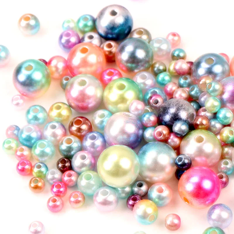 Круглые имитация радужных цветов пластиковые ABS жемчужные бусины для шитья