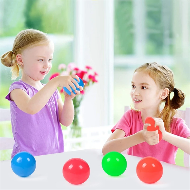 

4pcs Novelty Sticky Ball Stress Relief Antistress Throw Catch Ball Squeeze Toy Fidget Toy Adults Kids Toy
