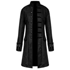 Мужская винтажная куртка в стиле стимпанк, однобортная куртка с воротником-стойкой, с длинным рукавом, облегающая Верхняя одежда # Y