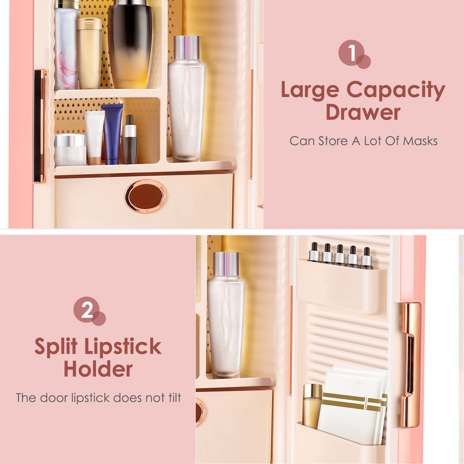 Nevera profesional de 12L para el cuidado de la piel, nevera peque&ntilde;a Rosa inteligente, nevera cosm&eacute;tica para maquillaje-5