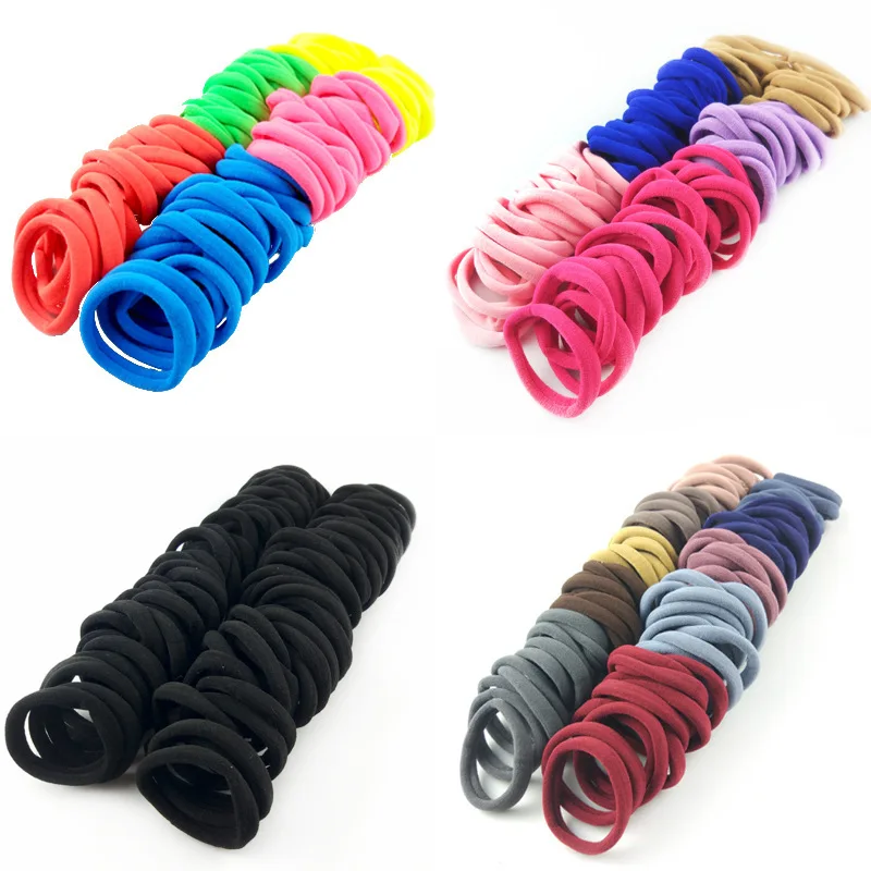 

50pcs Solid Color High Elastic Hair Ties Gum Headwear Hair Bands Korean Kawaii Girl Hair Accessoires Wholesale Clothing Headband