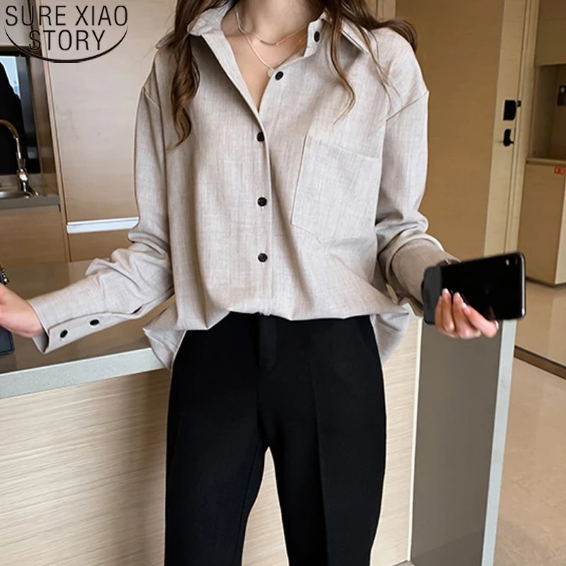 

Korean Loose Blouse Women Office Lady Shirts Plus Size 3XL Shirts Long Sleeve Blouses Autumn Fashion Clothing POLO Blusas 11741