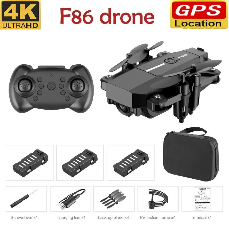 2020 Новый F86 Дрон Wi Fi Fpv складной мини с широкоугольной Hd 4k 1080p видео Запись Камера Rc