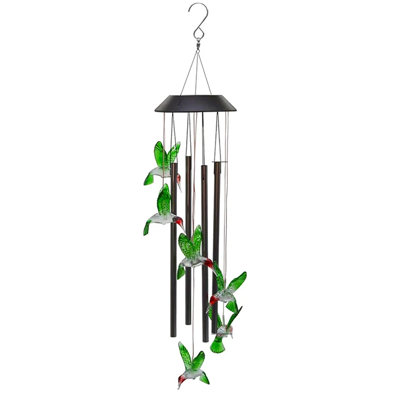 

Solar Wind Chimes for Outside, Green Bird Windchimes, 7 Colors Changing Lights, Waterproof Wind Bells for Indoor