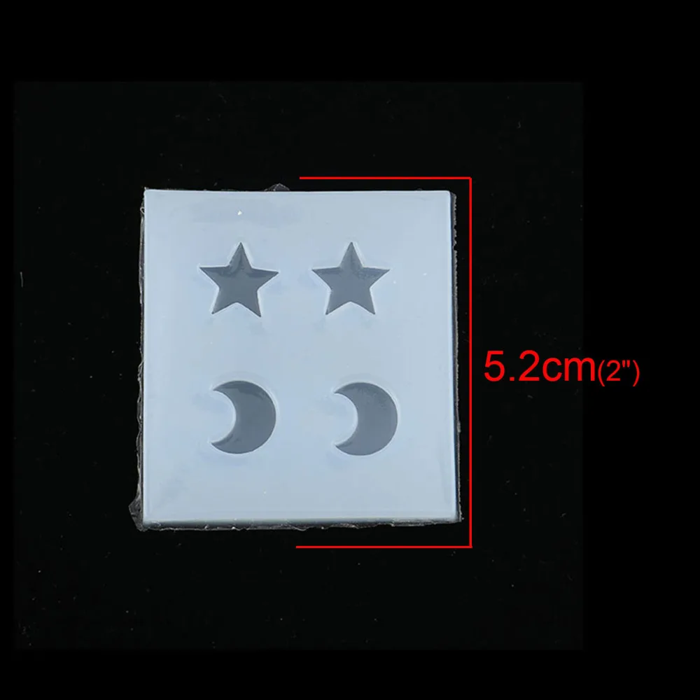 

New Fashion DIY Gifts Silicone Resin Mold For Jewelry Making Star White Moon Jewelry Tools 52mm x 50mm, 2 PCs