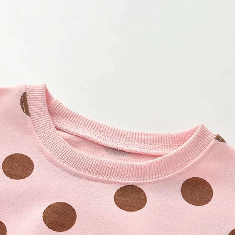 2019 новая футболка для маленьких девочек Осенняя Милая в горошек с длинными