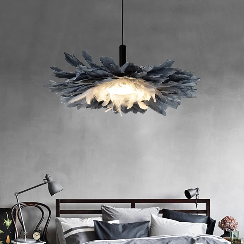 Перьевая люстра в скандинавском стиле ins перьевая лампа теплая детская для
