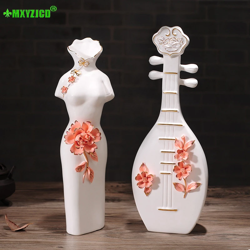 Фото Креативный китайский стиль керамическая классическая ваза скульптура Цветочная