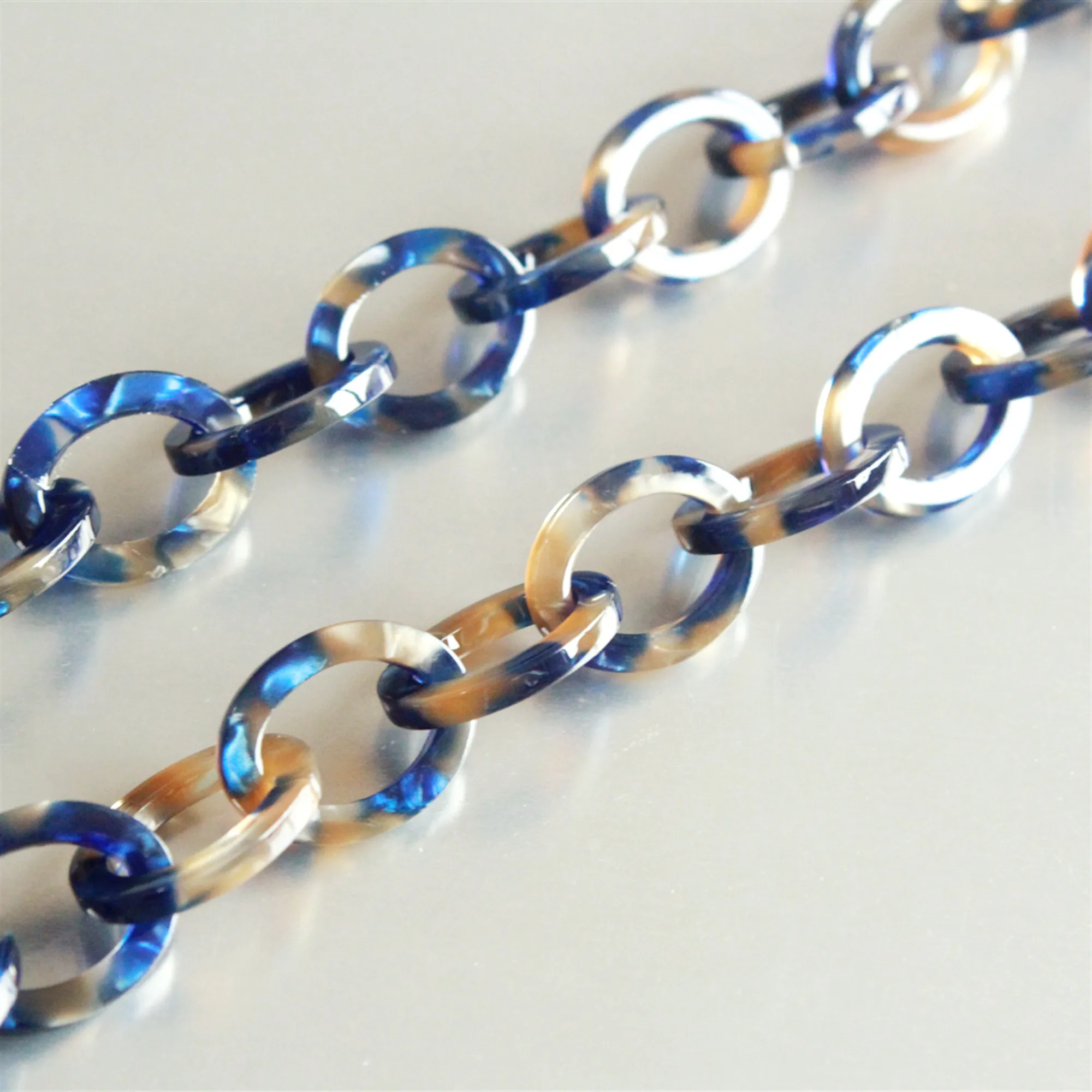 Ожерелье с овальным Сапфиром И мраморным сапфиром 3 фута ацетатная акриловая