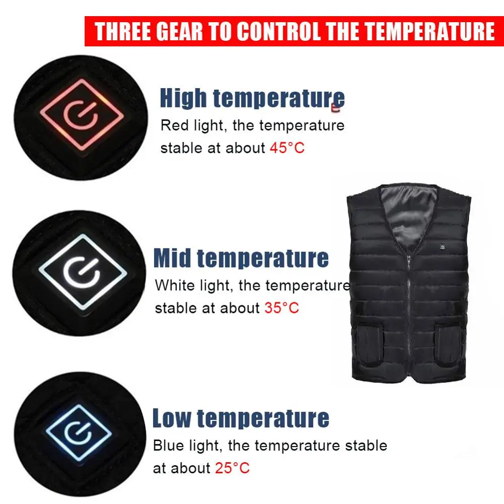 Electric Heated Vest Men Women Washable Heating Waistcoat Thermal Warm Clothing Usb Heated Outdoor Vest Winter Heated Jacket