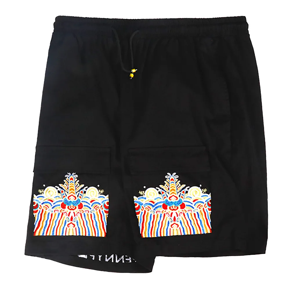 Мужские шорты Харадзюку хлопковые свитшоты китайские emboridery с эластичной