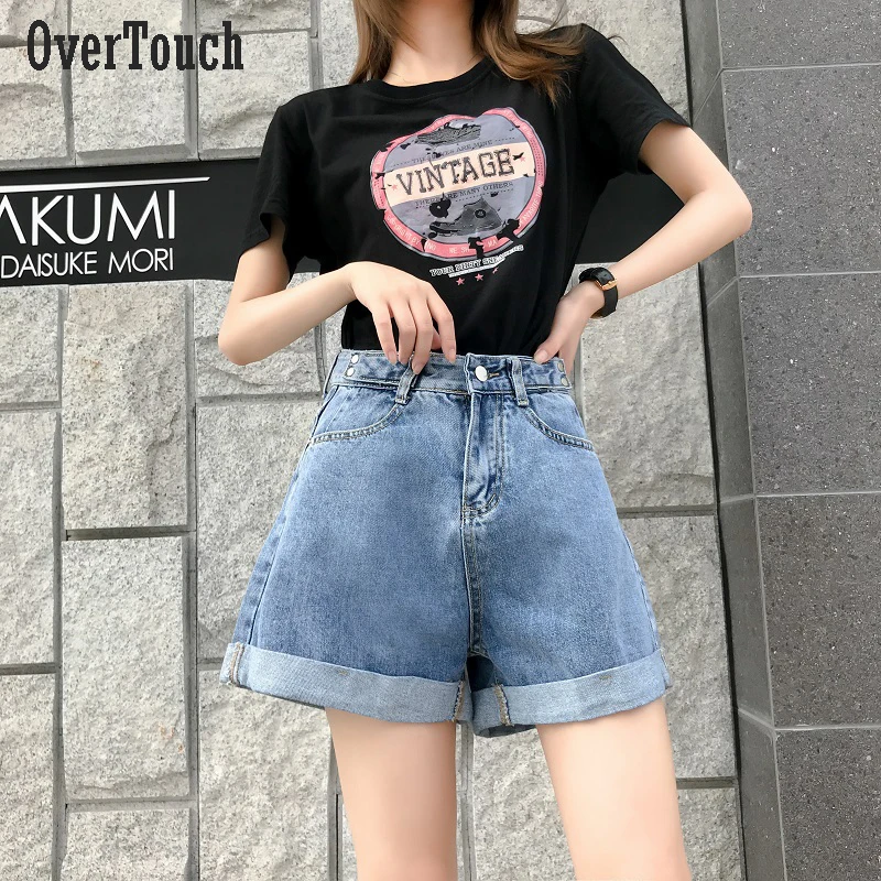 

Women's Street Wear High Waist Wide Leg Denim Shorts Women With Hole 2020 New Jean Shorts Summer Korean Style Jeans