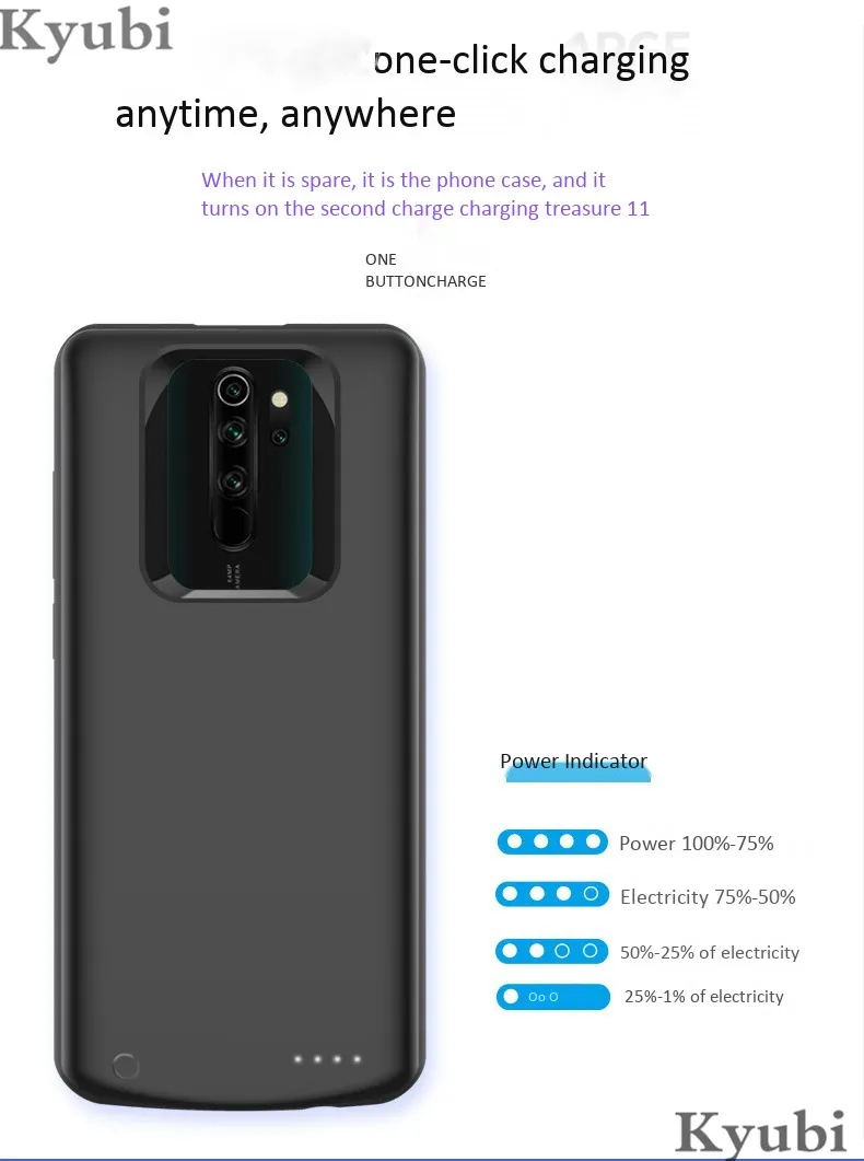6500 мАч Внешний аккумулятор зарядное устройство чехол для Xiaomi Redmi Note 8 pro портативная беспроводная зарядка для Xiaomi Redmi Note 8 pro 2 в 1
