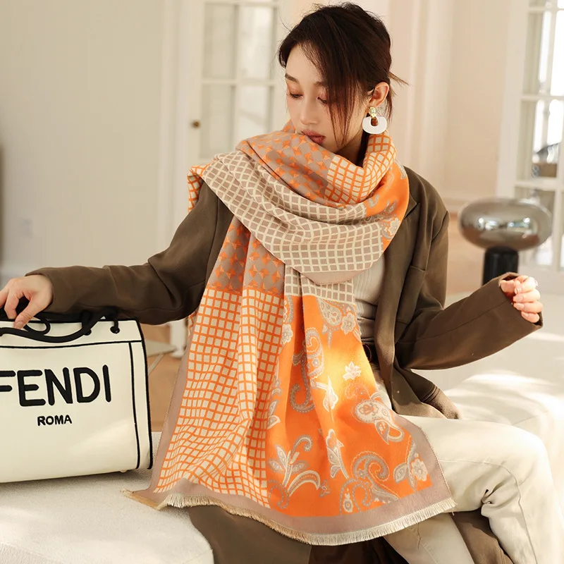 

Women Winter Scarf Cashmere Warm Pashmina Shawls and Wraps Thick Female Blanket Lady Design Print Echarpe шарф winter scarf