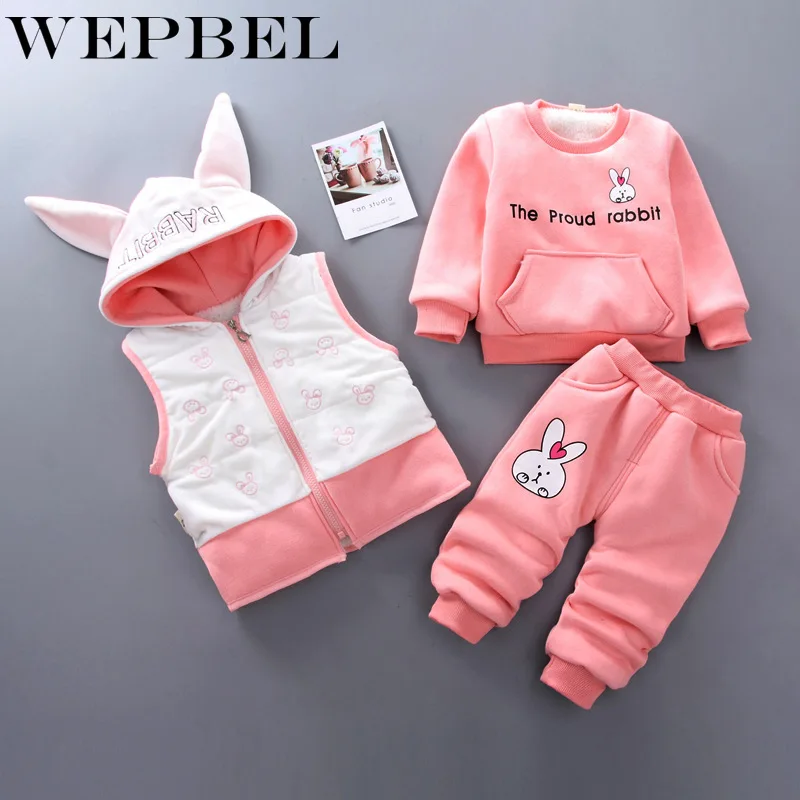 WEPBEL/Детские комплекты одежды для мальчиков и девочек; зимний шерстяной жилет с капюшоном; куртки; брюки; плотные теплые спортивные костюмы; комплекты с брюками
