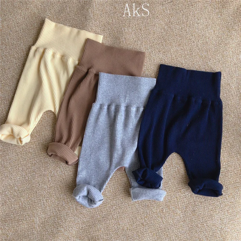 

New Autumn Baby Boys Girls Solid Leggings Toddler Ribbed Pp Pants Little Boy Casual Harems Pants Kids Trousers Bottoming Pant