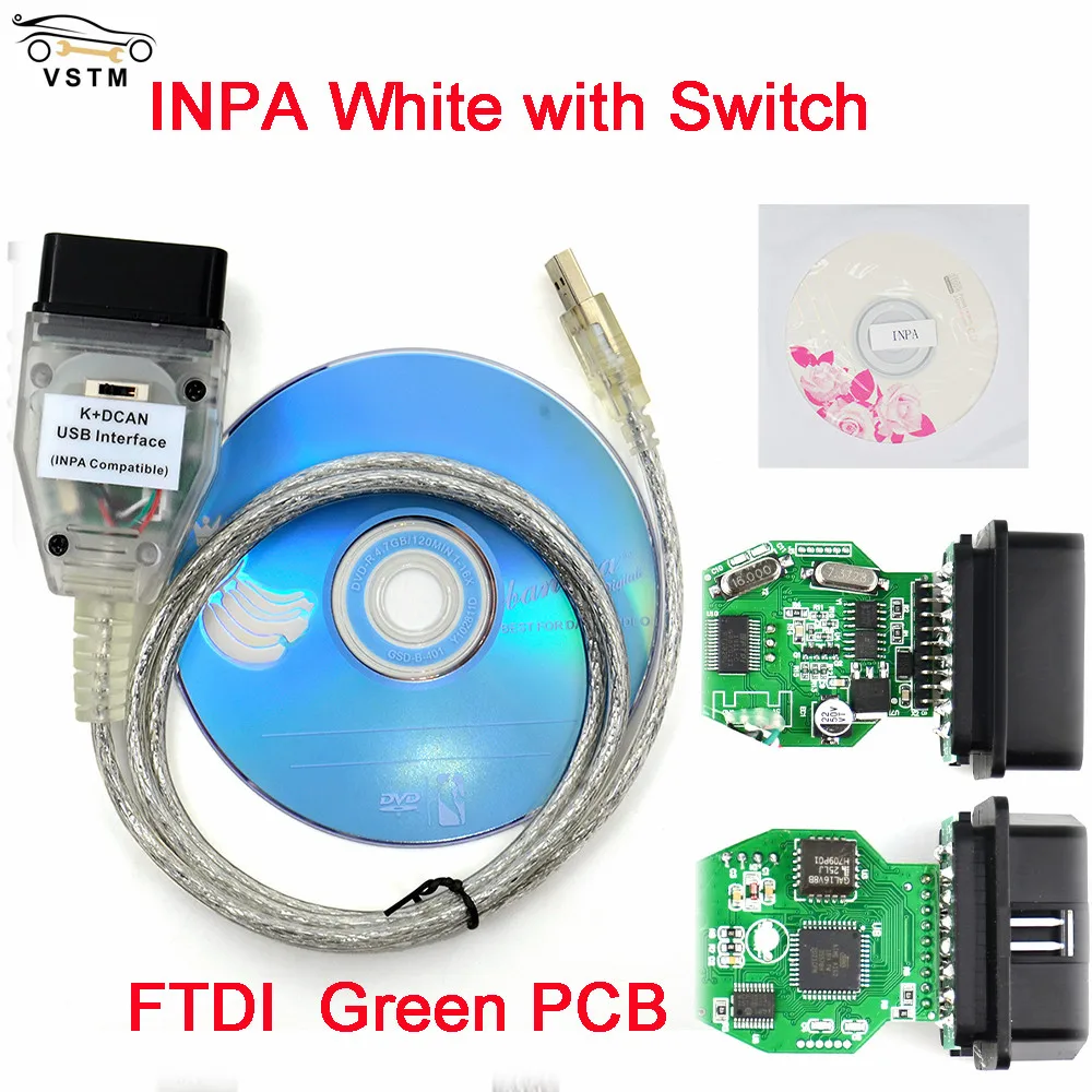 Для BMW INPA K + DCAN FTDI FT232RQ цвет белый/синий совместим с USB интерфейс OBD2 переключаемая