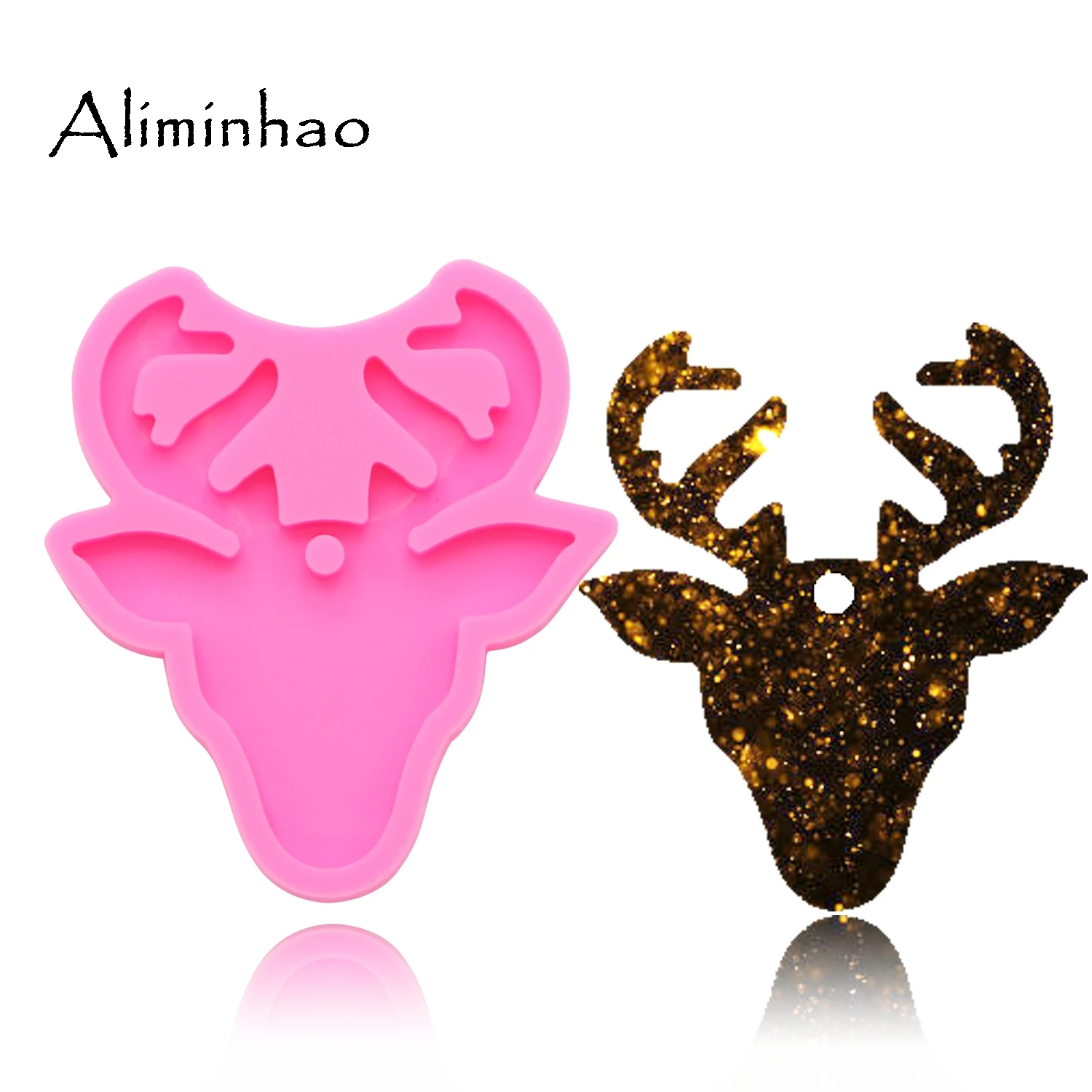 Блестящие брелоки DY0093 с головой оленя форма лось силиконовая глина сделай сам