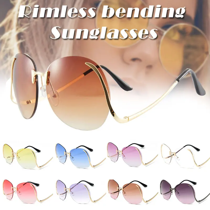 

Модные солнцезащитные Очки, круглые солнцезащитные Очки без оправы с УФ-защитой, металлическая оправа, различные цвета для мужчин и женщин, ...