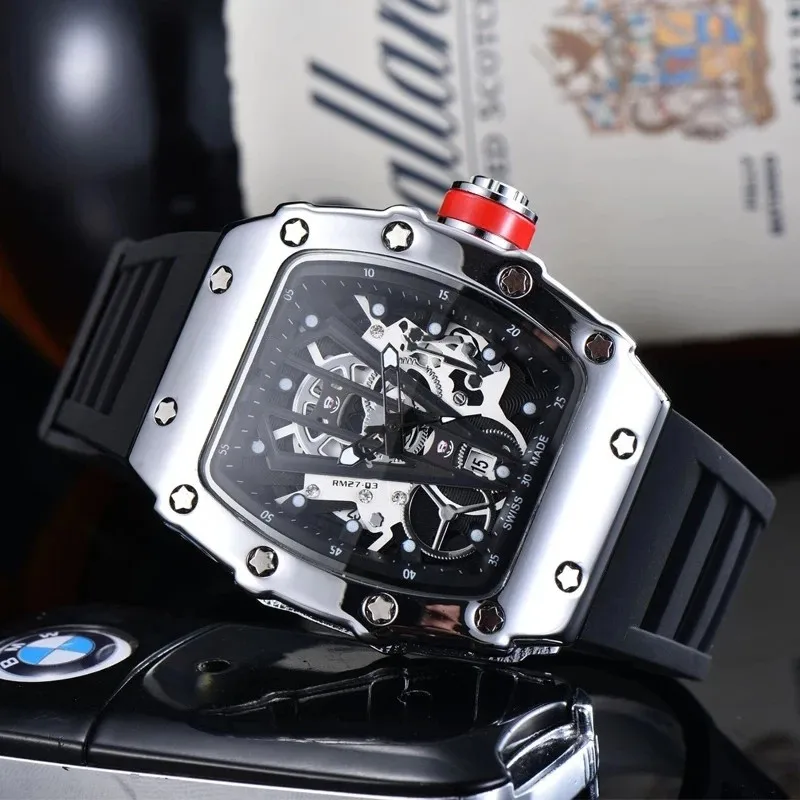 

Casual Men's Watch Silicone Strap Ghost Head Quartz Wristwatches Tonneau Business Sports Watch Creative Unique Clock M