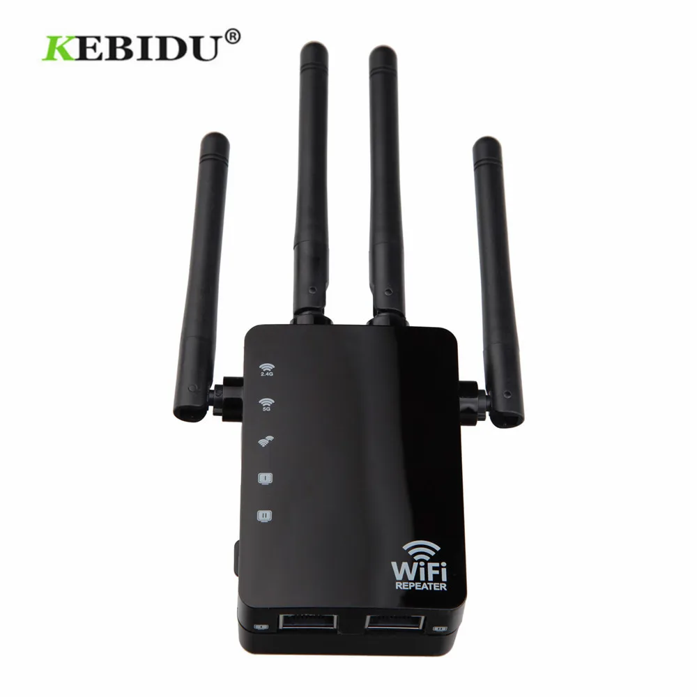 

KEBIDU Беспроводной Wi-Fi ретранслятор маршрутизатор 1200 Мбит/с двухдиапазонный 2,4/5G 4 антенны Wi-Fi расширитель диапазона Wi-Fi маршрутизаторы домашн...