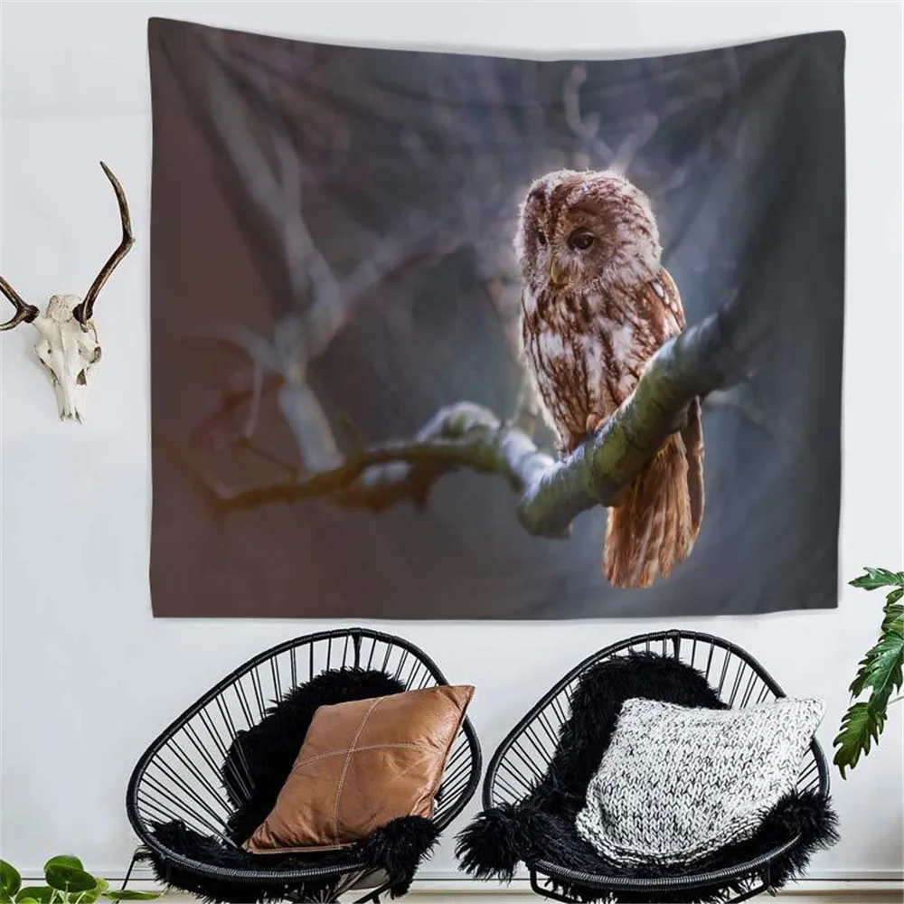 

Owl Wall Cloth Tapestries Wall Fabric New Design Wall Sheet Nignt Scene Nature Moon Tapestry Wall Hanging