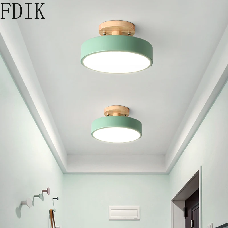 Macaron деревянный светодиодный потолочный светильник современный круглый