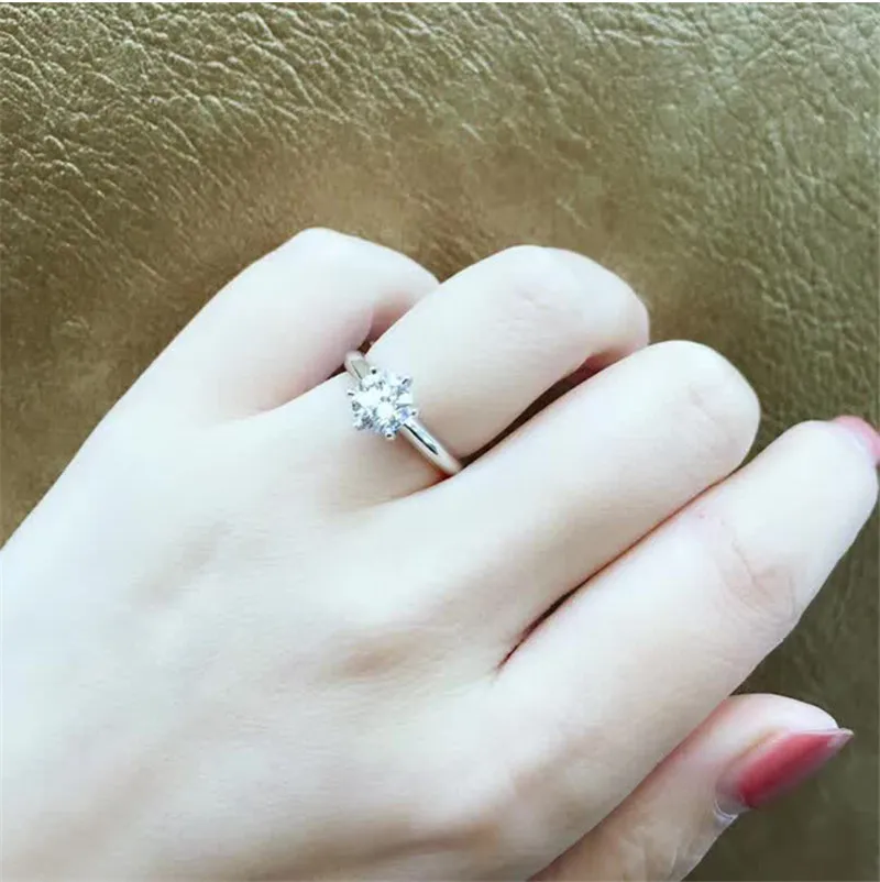 Косынка 1ct лаборатории кольцо с бриллиантом 925 стерлингового серебра обручальные