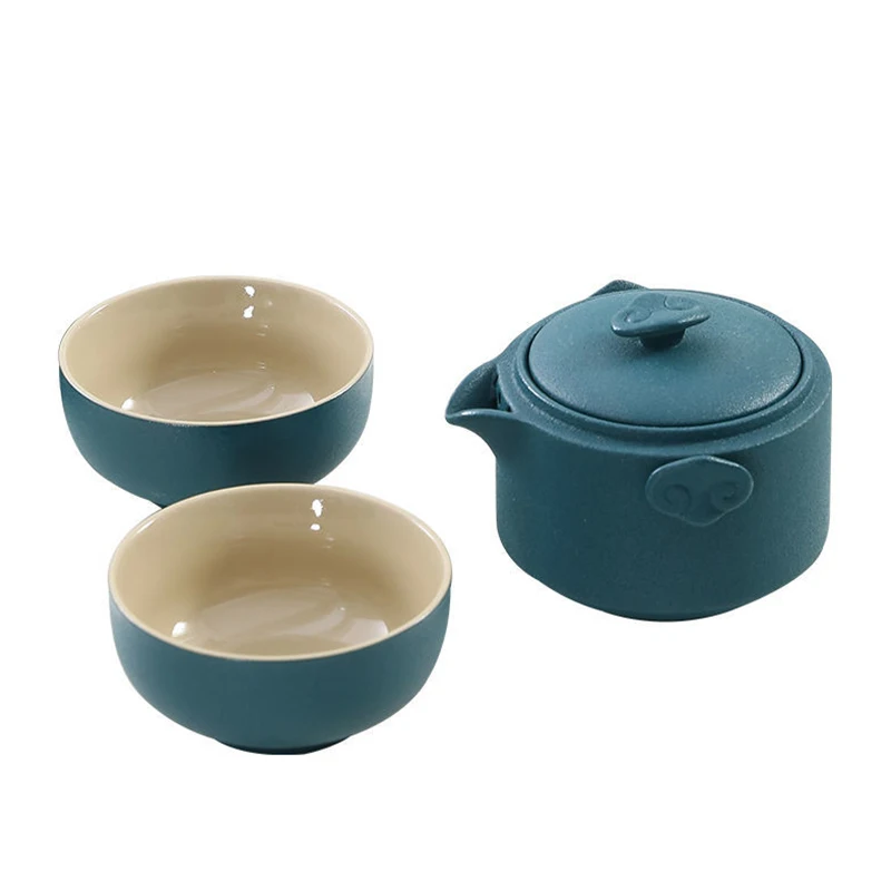 

Portable Tea Pot Tea Cups Set 1pot and 2 cups Ceramic Outdoor Travel Gaiwan Tea Cups of Tea Ceremony Fine Gift Kung Fu Tea Set