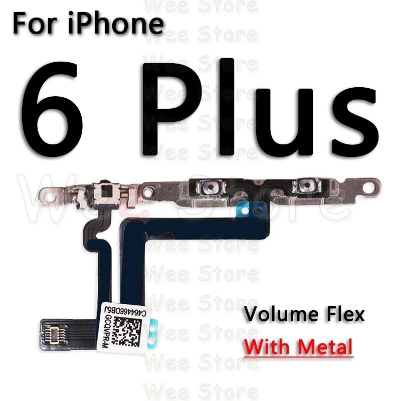 Высокое качество для iPhone 6, 6s, 7, 8 Plus, 5, 5S, SE, 5C, кнопки отключения звука и громкости, гибкий кабель с металлическим держателем, запчасти - Color: Volume-6 Plus
