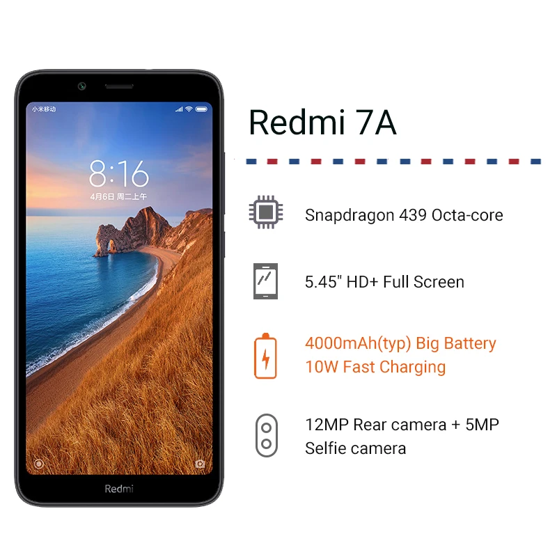 Xiaomi Redmi 7A 3 ГБ ОЗУ 32 Гб ПЗУ мобильный телефон Snapdragon 439 Восьмиядерный аккумулятор 4000 мАч 13MP камера заднего вида