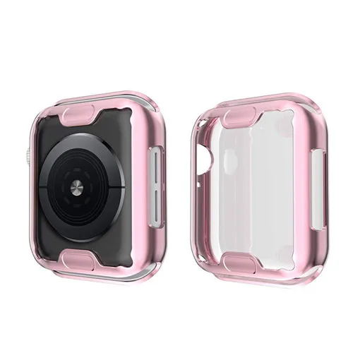 Мягкий силиконовый чехол для apple watch band apple watch 4 3 5 Чехол 44 мм/40 мм iwatch 42 мм/38 мм чехол и Защитная крышка для экрана - Цвет: rose gold