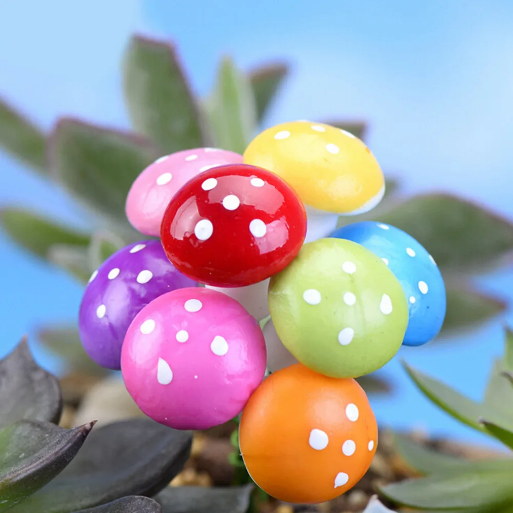 

10/30pcs Mini Mushroom Terrarium Figurines Fairy Garden Miniatures Party Garden Ornament Resin Crafts Decorations