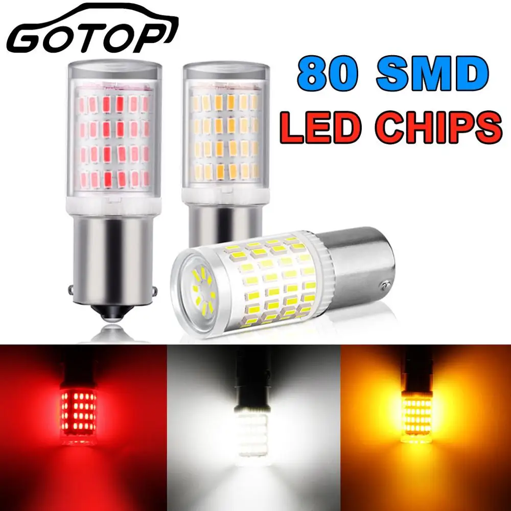 1 шт. автомобильные светодиодсветодиодный лампы 1156 BA15S P21W 1157 BAY15D 80SMD 3014|Сигнальная