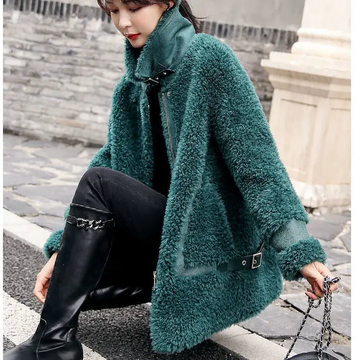 Женская зимняя верхняя одежда из натуральной овечьей шерсти 2020 Женское пальто