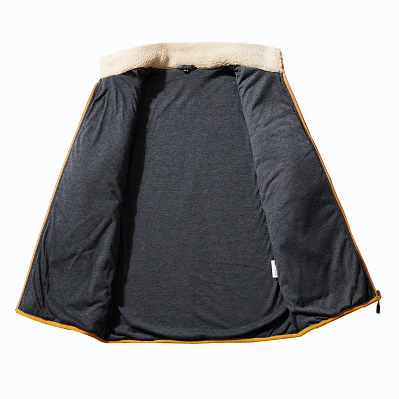 Мужская модная куртка из овечьей шерсти с длинным рукавом на молнии