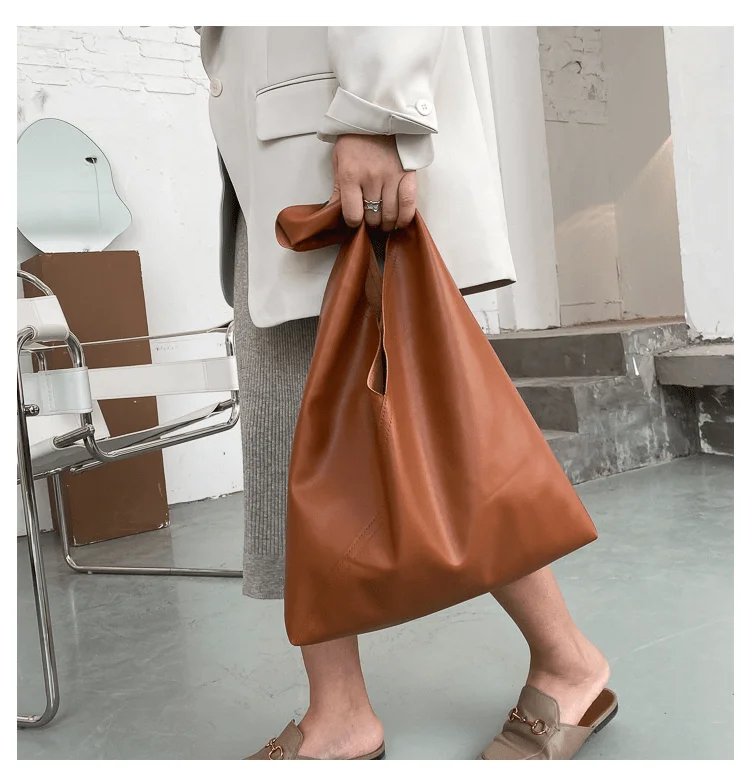 

New Women's Vintage PU Leather With Microfiberleather Tote Hobo Shoulder Bag Handbags Large A4 College School Business bags 2021