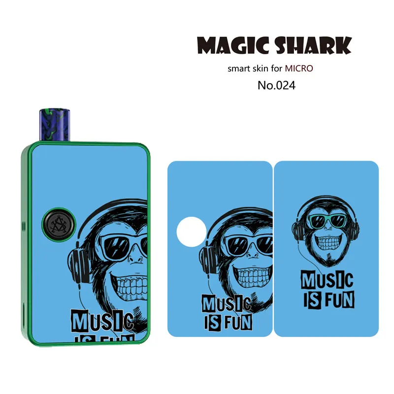 Magic Shark Tiger Wolf Music is Fun Wood Print леопардовая Мода 2.5D наклейка чехол-пленка для Asvape MICRO ELF