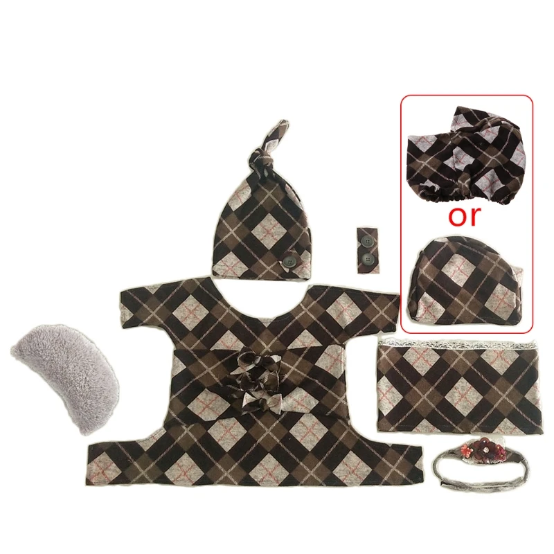 

7Pcs Newborn Photo Props Floral Bow Baby Photography Costume Wraps Top Knot Hat