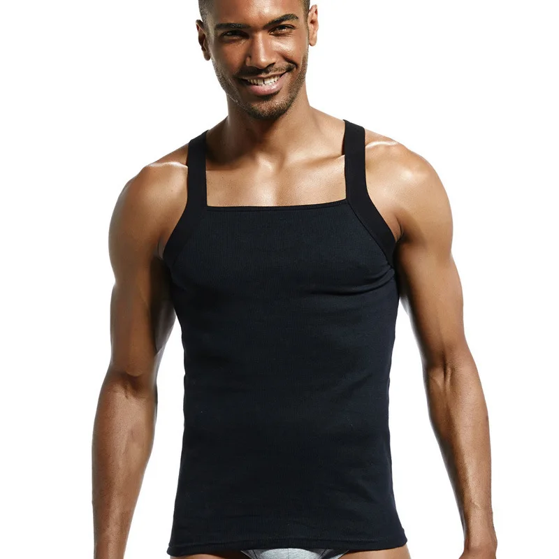 Men Vests Undershirts Men's Close-Fitting Vest Fitness Elastic Leisure Breathable Hole Sweat Absorbing Solid Undershirts COTTON