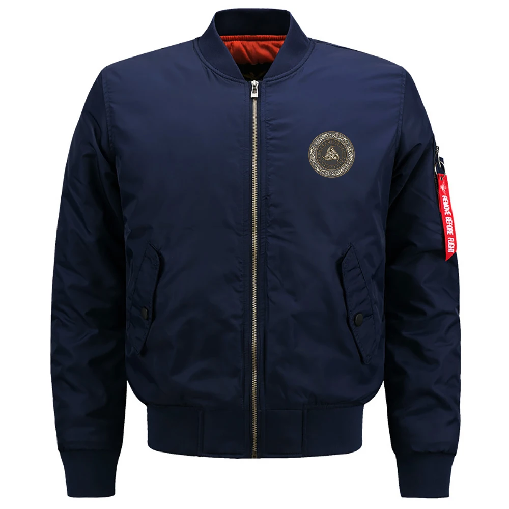 

Мужская мотоциклетная куртка с принтом «символы викинга», осенняя куртка пилота с подкладкой, мужская одежда на молнии, военные куртки для ...