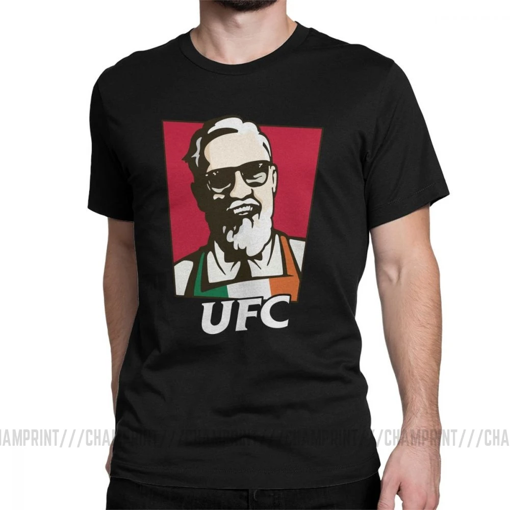 Король Конор Макгрегор MMA KFC креативная хипстерская футболка для мужчин с коротким рукавом топы серые футболки из чистого хлопка футболки с круглым вырезом - Цвет: Черный