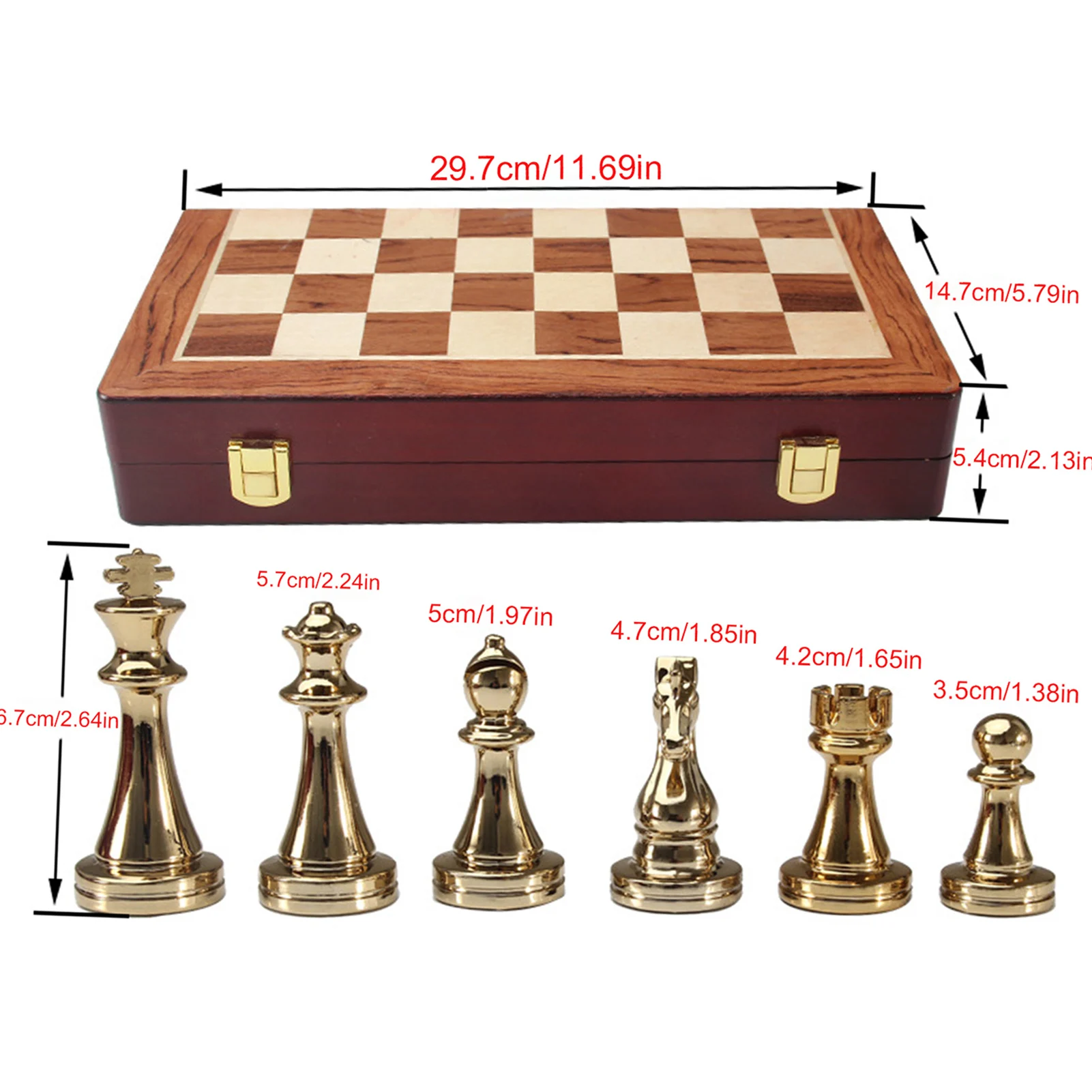 

12 Inches High-grade Funny Wooden Chess Set Piece Grid International Checkers Chess Board Game Sports Entertainment