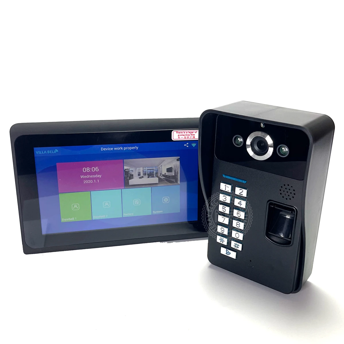 Видеодомофон 7 дюймов 2 монитора Wi-Fi сканер отпечатков пальцев RFID домофон с